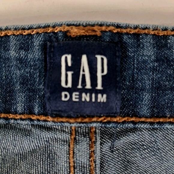 Gap Girlfriend Jeans Womens 28 Blue Dark Wash Stretch Denim Mid Rise Crop Pants - Picture 3 of 14